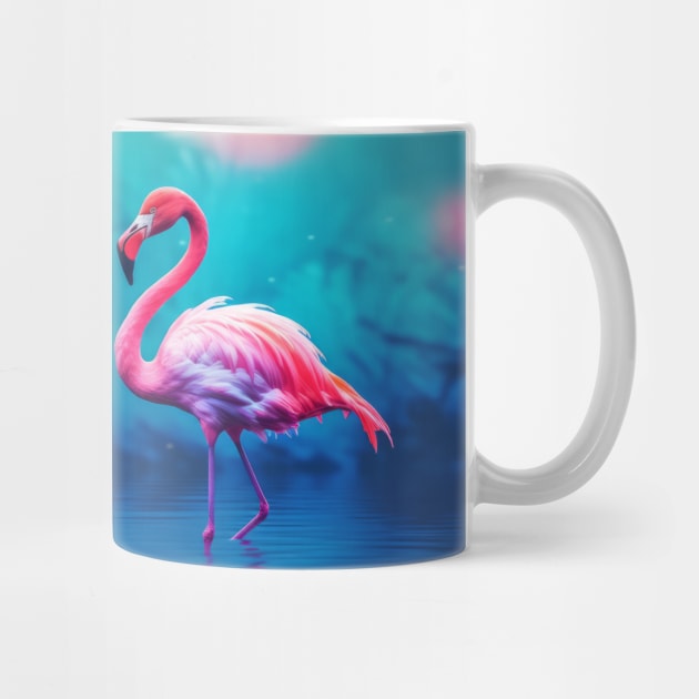 Flamingo Animal Bird Wildlife Wilderness Colorful Realistic Illustration by Cubebox